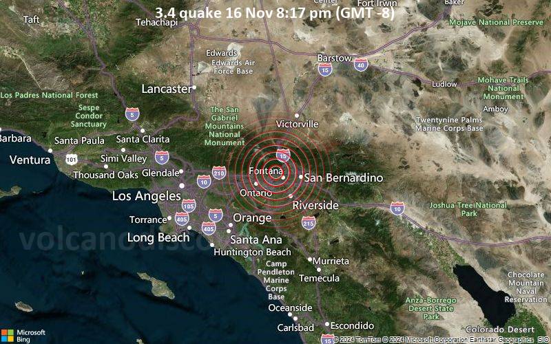 Earthquake now fontana map