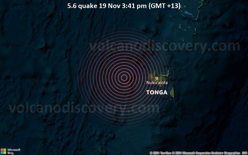 Magnitude 5.6 earthquake strikes near Nukalofa, Tongatapu, Tonga