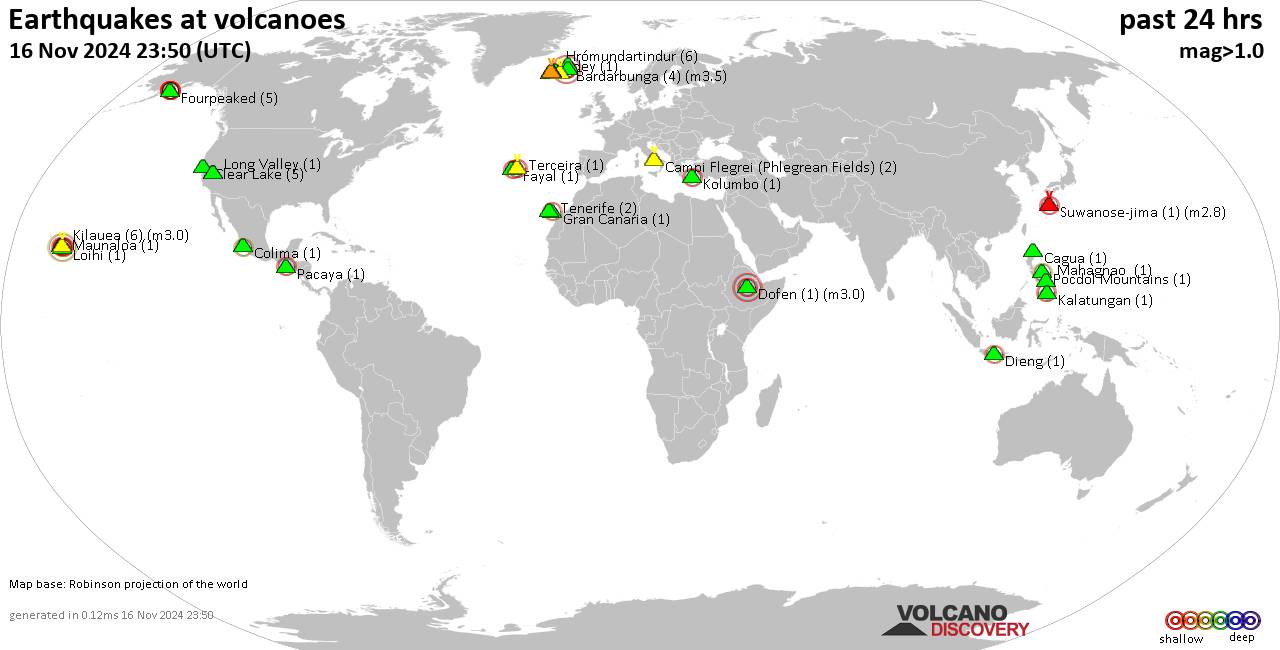 Volcano Earthquake Report for Saturday, 16 Nov 2024 | VolcanoDiscovery