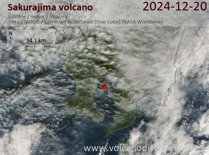 Sakurajima Volcano Volcanic Ash Advisory: VA AT 20241220/0038Z 20NM S OF KGE FL090 EXTD E REPORTED