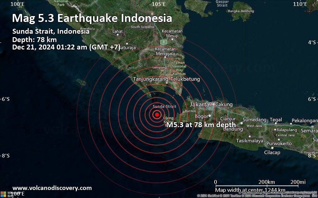 Significant magnitude 5.3 quake hits 101 km west of Labuan, Indonesia early morning