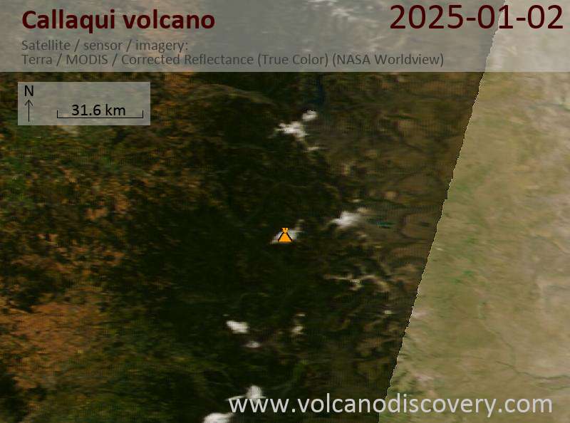 Satellite image of Callaqui volcano on  2 Jan 2025