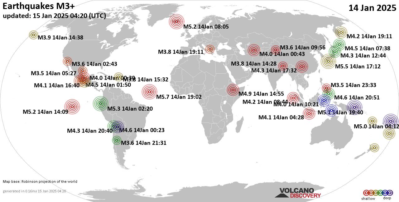 Earthquakes today latest quakes worldwide past 24 hours volcanodiscovery