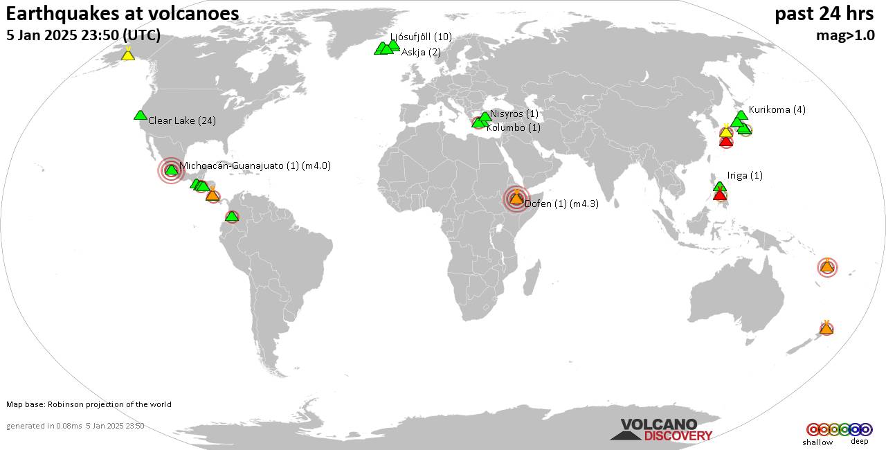 Volcano Earthquake Report For Sunday, 5 Jan 2025 