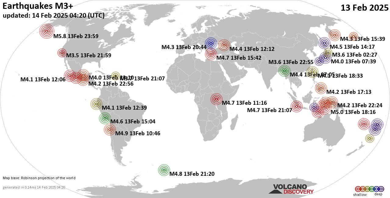 Recent earthquake in world 2025