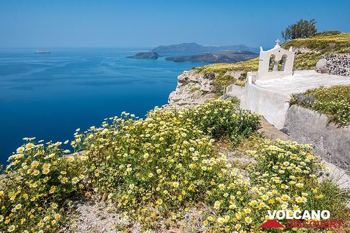 Santorini and its famous caldera in spring