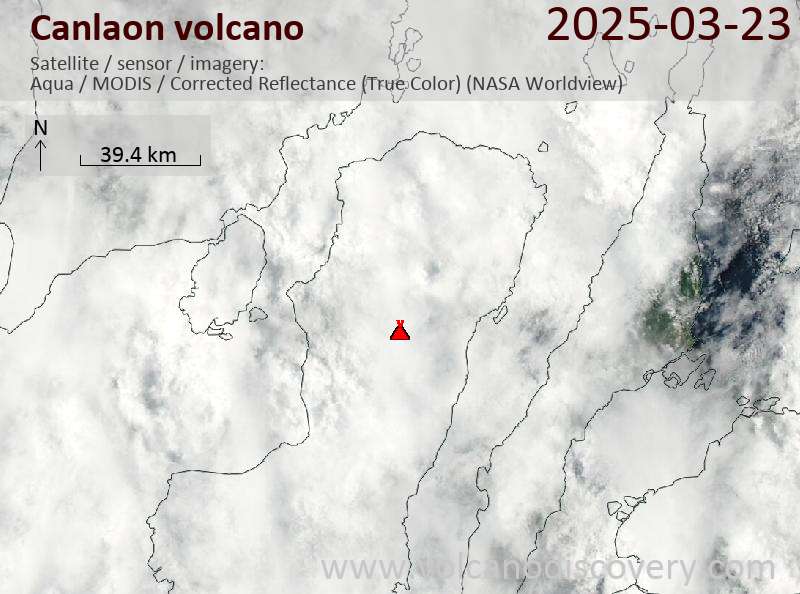 Satellite image of Canlaon volcano on 23 Mar 2025