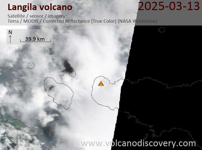 Satellite image of Langila volcano on 13 Mar 2025