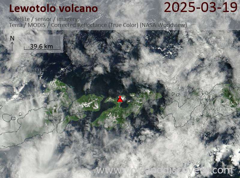 Satellite image of Lewotolo volcano on 19 Mar 2025