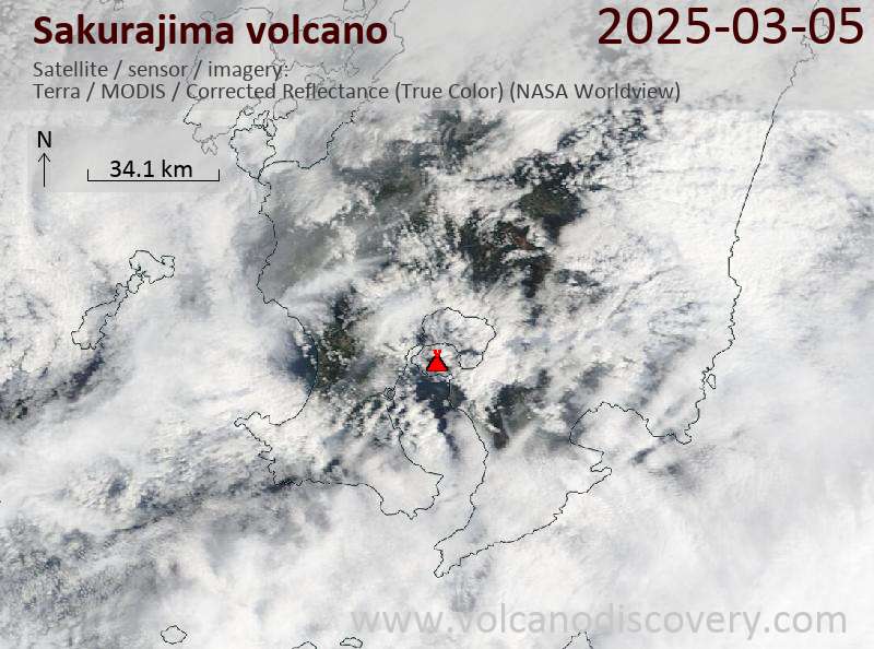 Sakurajima Volcano Volcanic Ash Advisory: VA AT 20250305/0357Z 7NM E OF RJFK FL050 EXTD SSE REPORTED