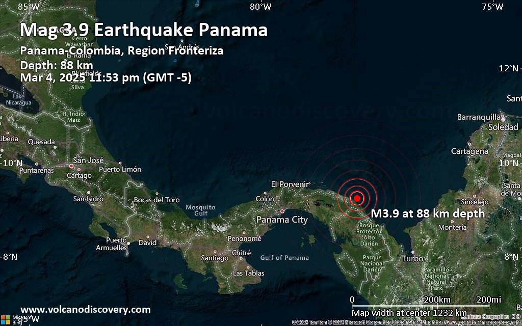 Small magnitude 3.9 earthquake 13 km north of Concepcion, Panama