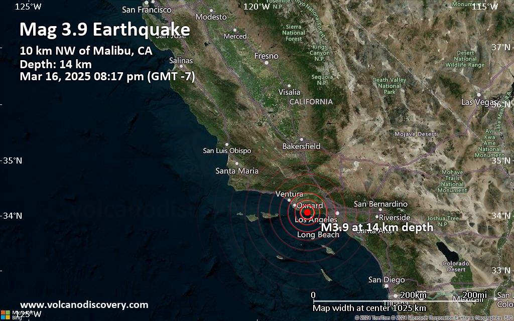 Small Magnitude 3.9 Quake Hits 8 Miles Southwest of Thousand Oaks ...