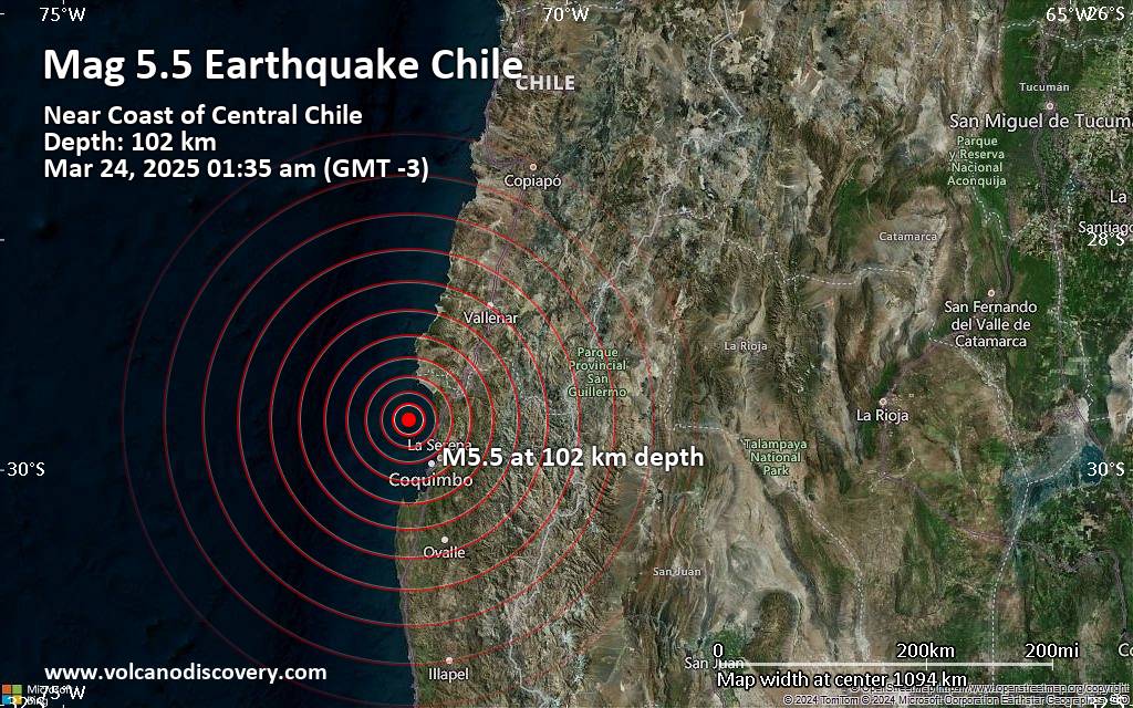 Strong Mag. 5.2 Earthquake - 24 km North of La Serena, Elqui, Coquimbo ...