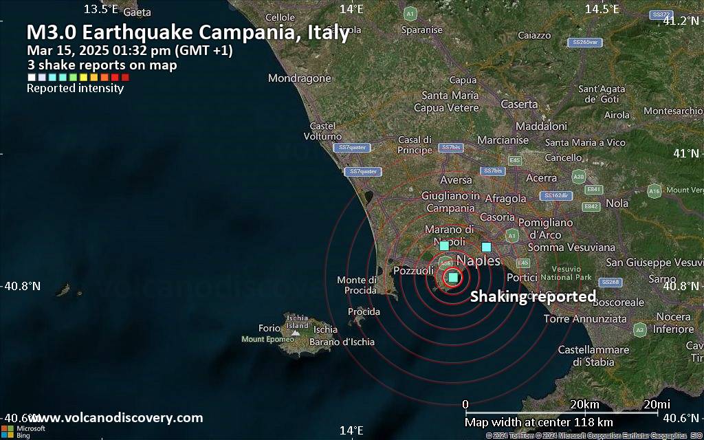 Naples earthquake today map