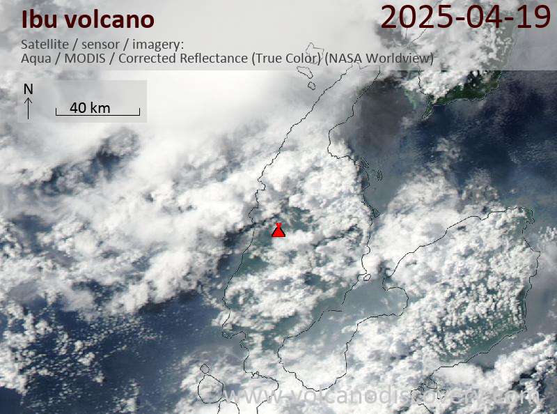Satellite image of Ibu volcano on 19 Apr 2025