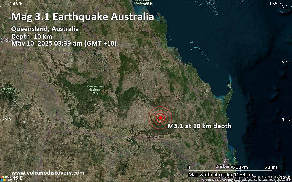Queensland earthquake today map