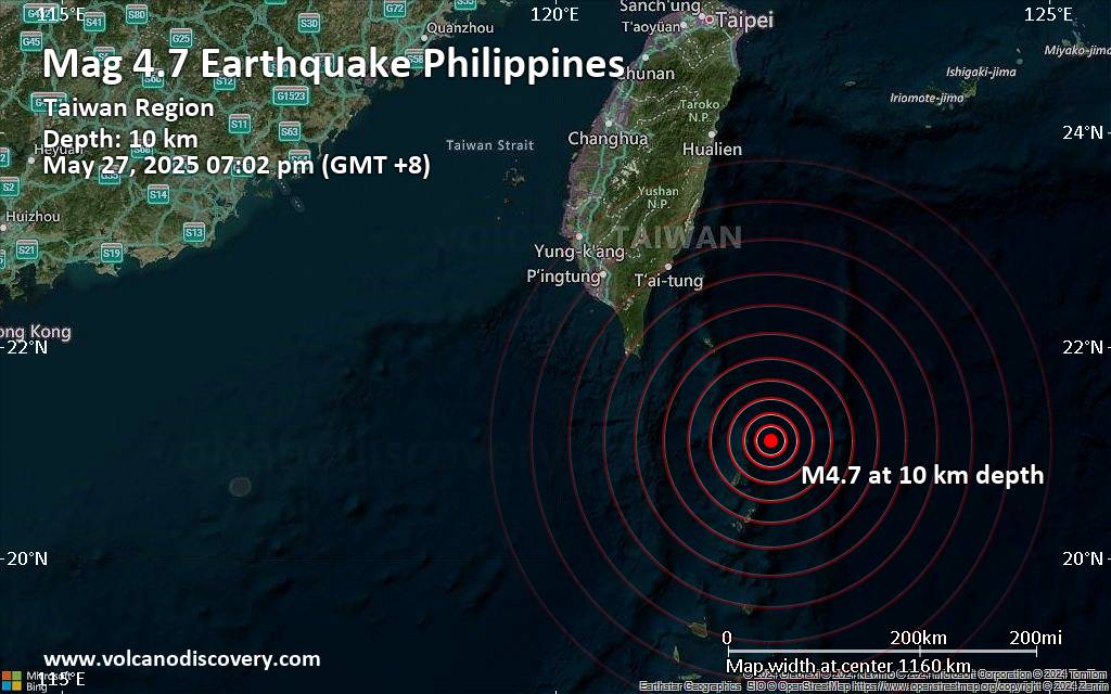 Magnitude 4.7 earthquake strikes near Itbayat, Batanes, Cagayan Valley, Philippines