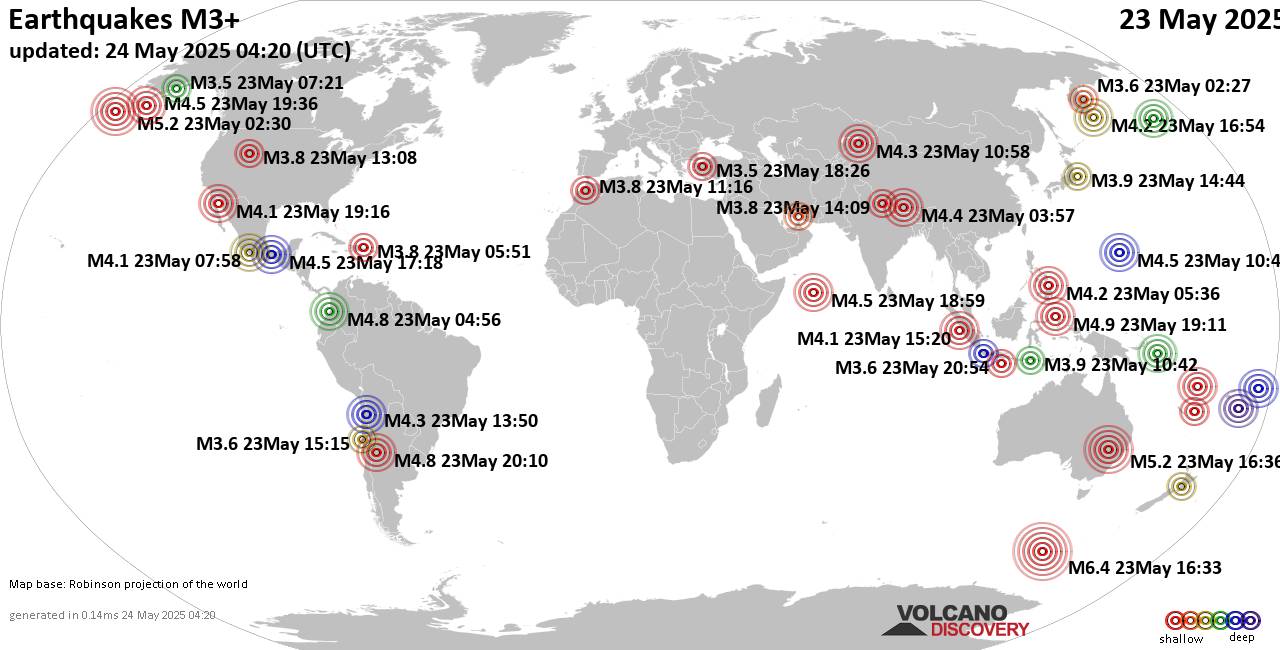 World Earthquake Report For Friday 23 May 2025 Volcanodiscovery