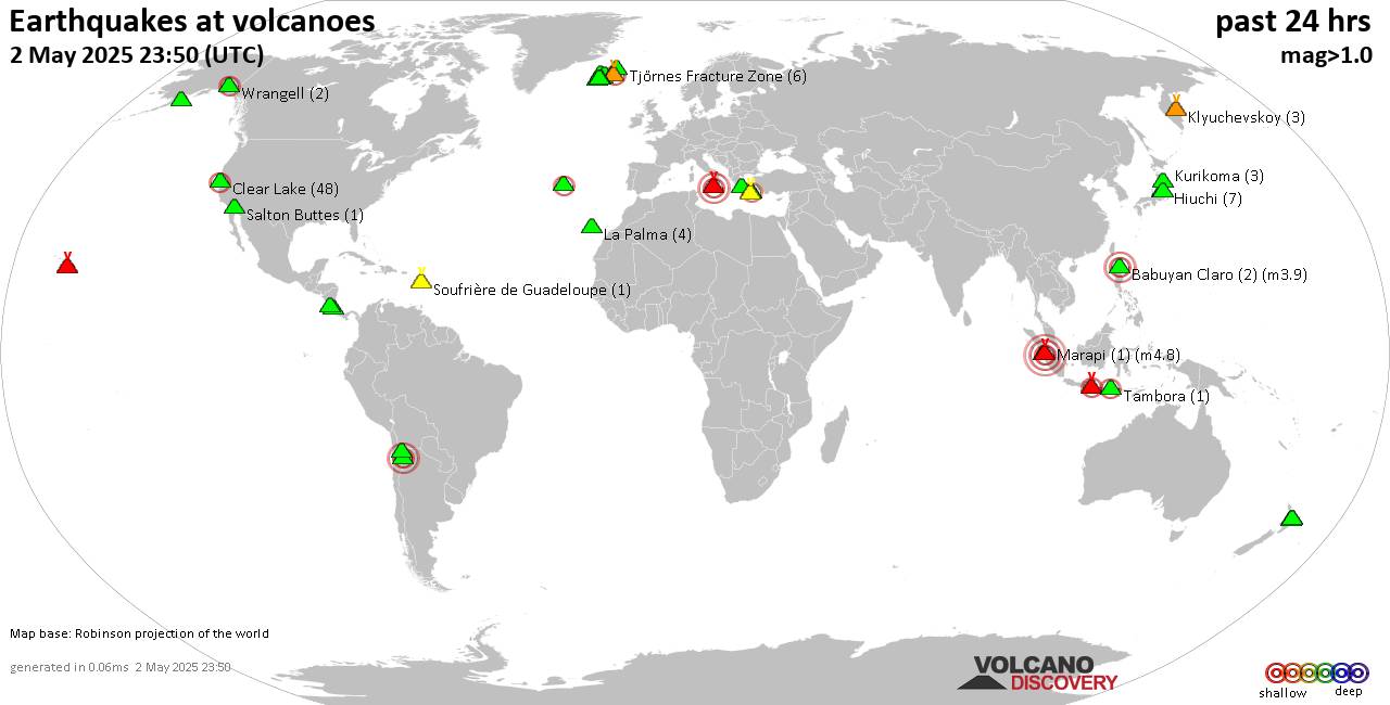 Volcano earthquake report for Friday, 2 May 2025