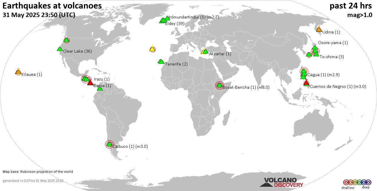 Volcano earthquake report for Saturday, 31 May 2025