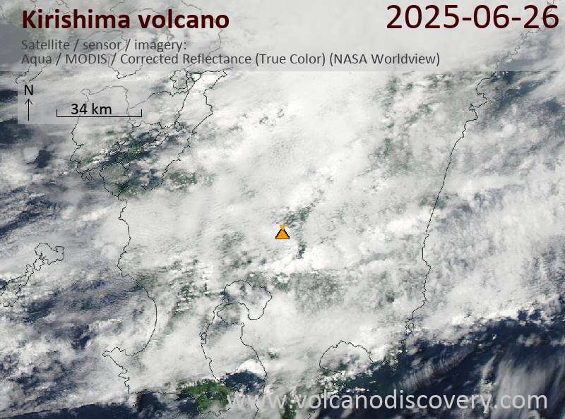 Satellitenbild des Kirishima Vulkans am 27 Jun 2025