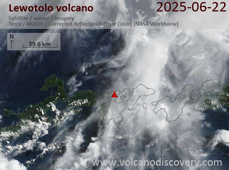Satellite image of Lewotolo volcano on 22 Jun 2025
