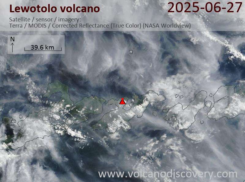 Satellitenbild des Lewotolo Vulkans am 27 Jun 2025