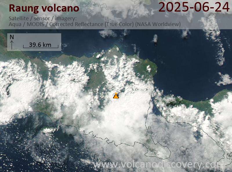Satellitenbild des Raung Vulkans am 24 Jun 2025