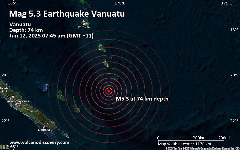 Significant 5.3 quake hits near Isangel, Tafea Province, Vanuatu