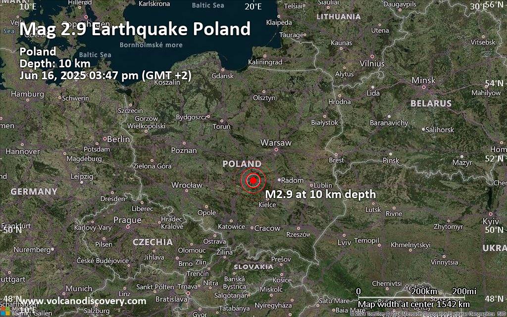 Small 2.9 quake hits near Tomaszow Mazowiecki, Tomaszów County, Wojewodztwo Lodzkie, Poland