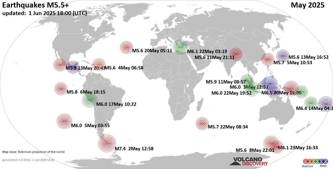 World Earthquake Report for May 2025