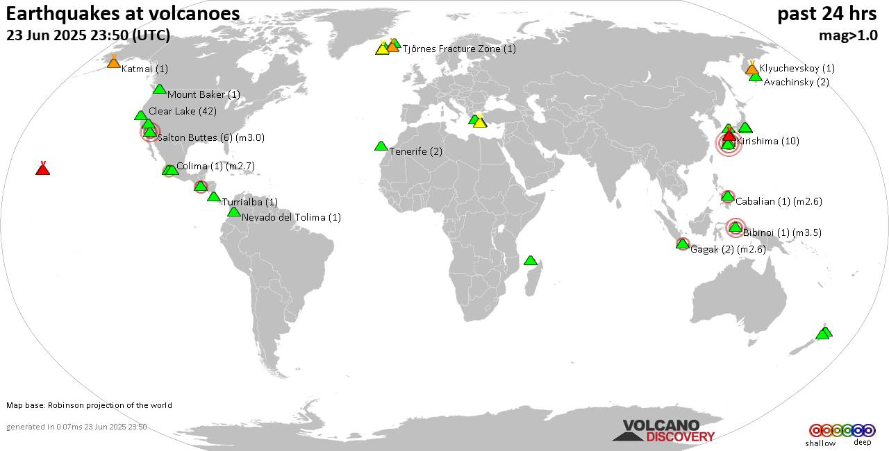 Volcano earthquake report for Monday, 23 Jun 2025