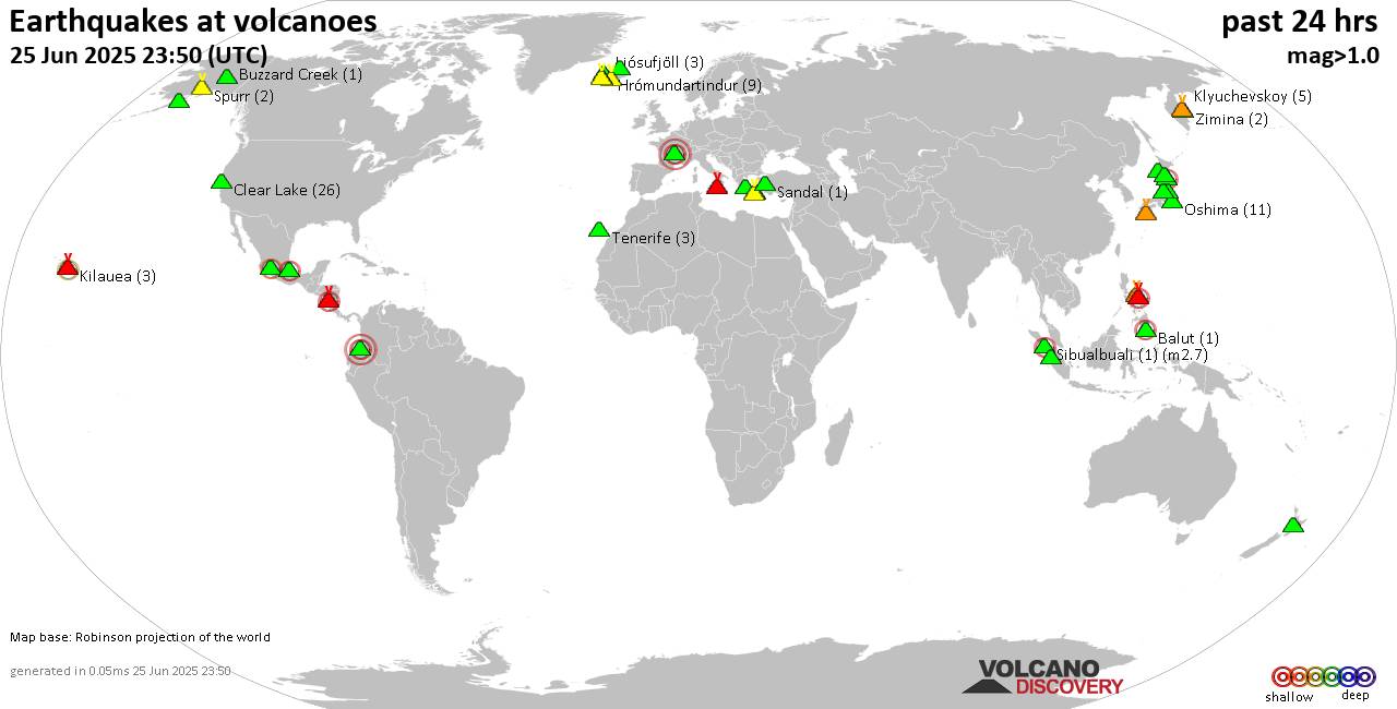 Volcano earthquake report for Wednesday, 25 Jun 2025