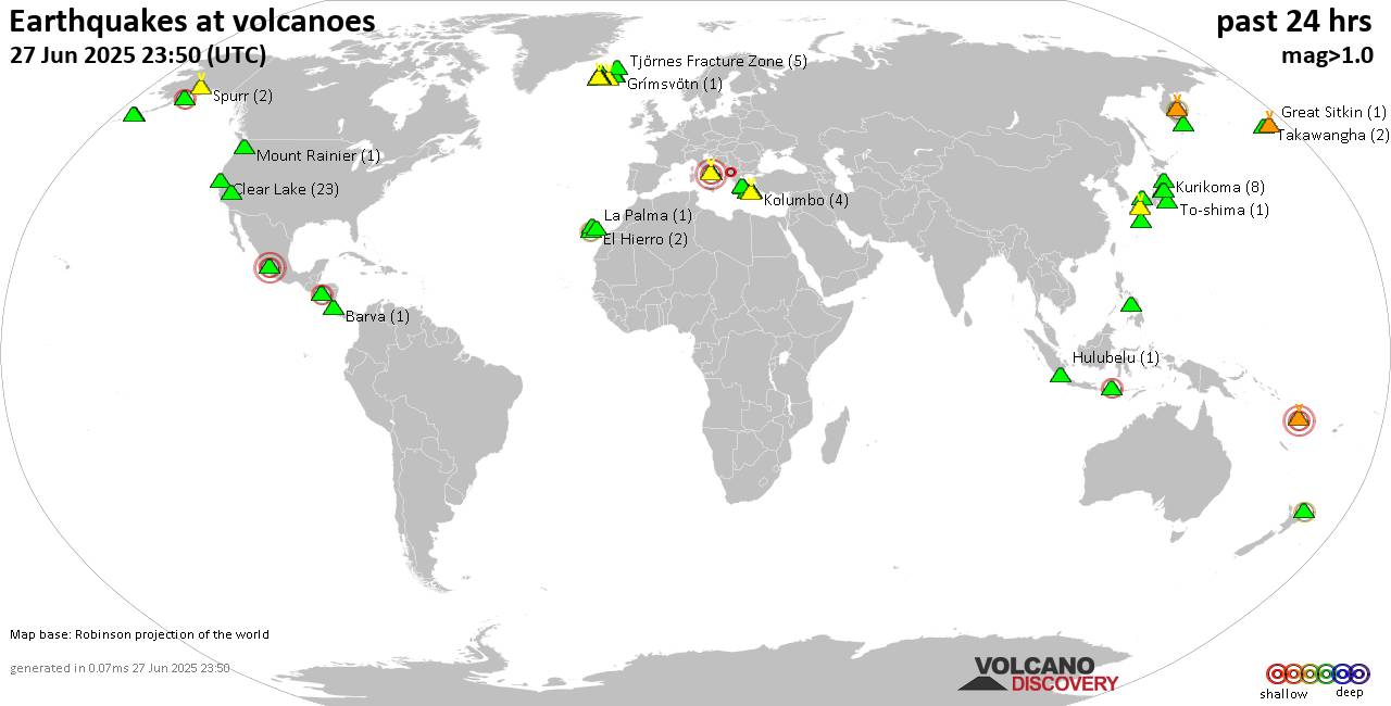 Volcano earthquake report for Friday, 27 Jun 2025