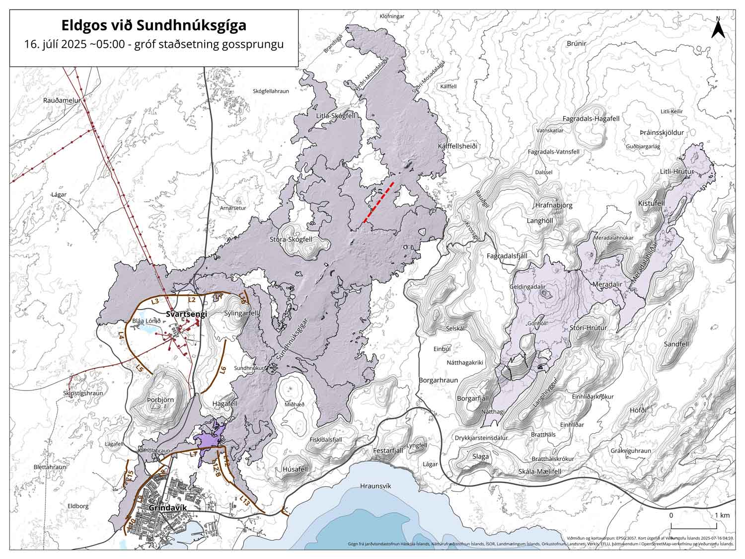Approximate location of the new eruptive fissure (image: IMO)