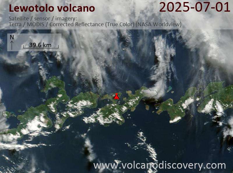 Satellite image of Lewotolo volcano on  1 Jul 2025