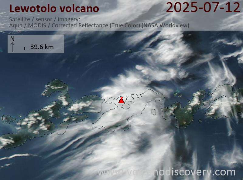 Satellite image of Lewotolo volcano on 12 Jul 2025