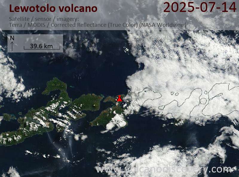 Satellite image of Lewotolo volcano on 14 Jul 2025