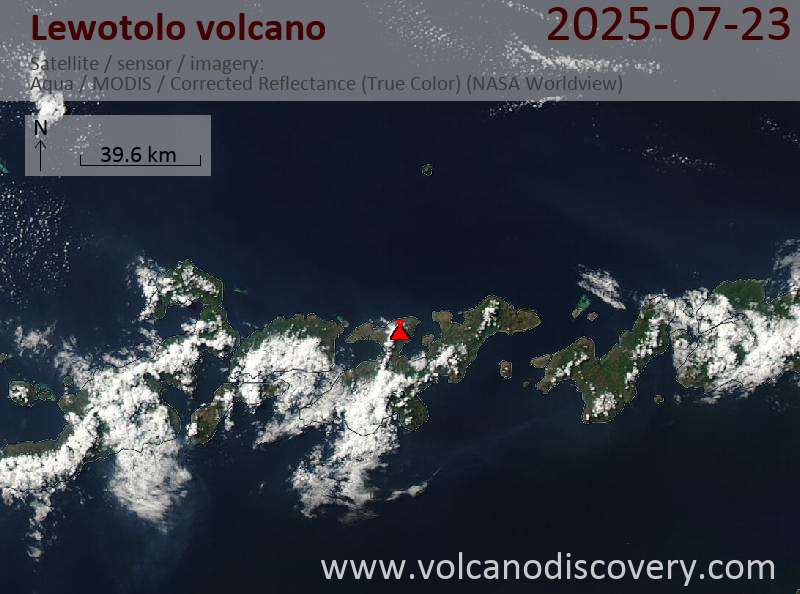 Satellite image of Lewotolo volcano on 24 Jul 2025