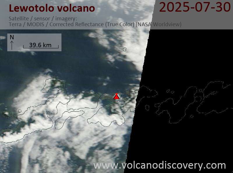 Satellite image of Lewotolo volcano on 30 Jul 2025