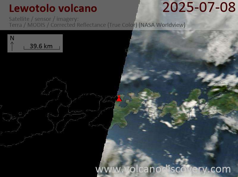 Satellite image of Lewotolo volcano on  8 Jul 2025