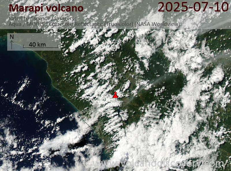 Satellite image of Marapi volcano on 11 Jul 2025