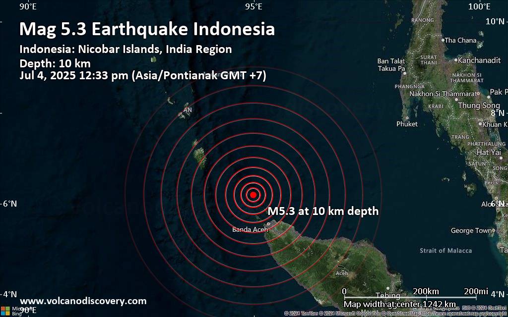 Significant 5.3 quake hits near Banda Aceh, Kota Banda Aceh, Nanggroe Aceh Darussalam Province, Indonesia