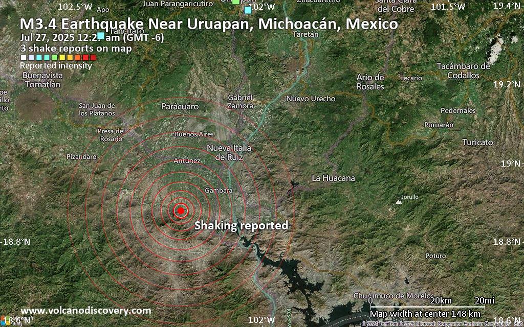 Earthquake map key