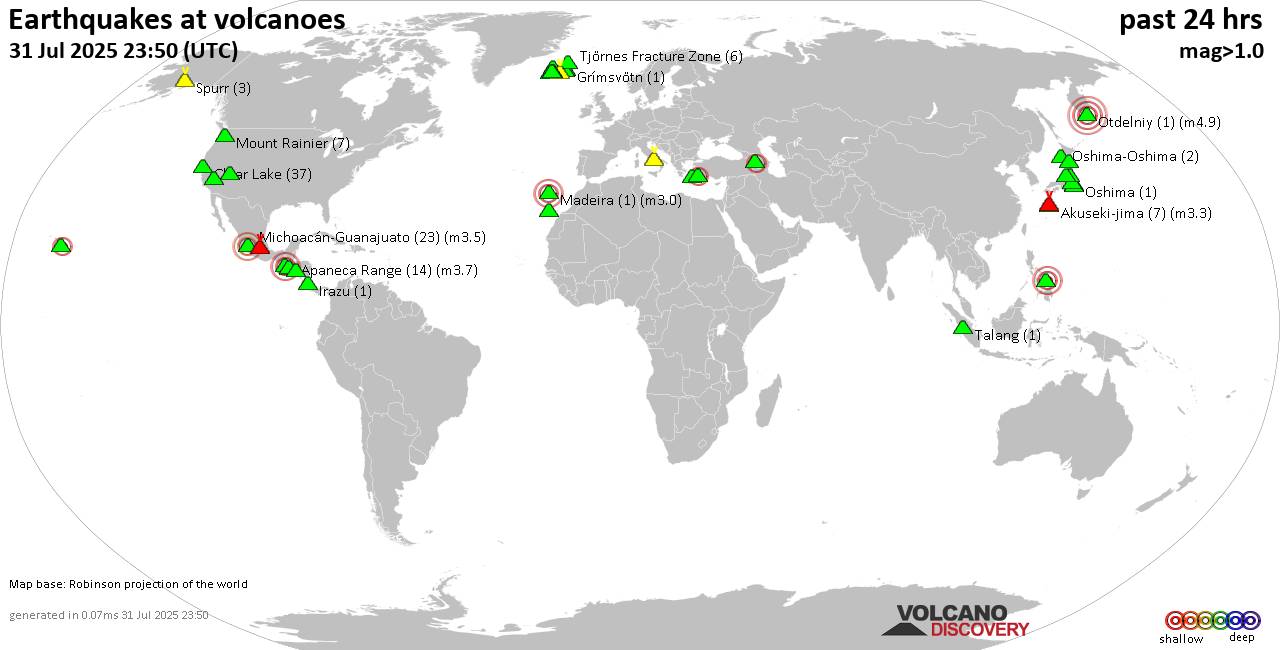 Volcano earthquake report for Thursday, 31 Jul 2025