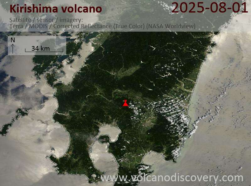 Kirishima Volcano Volcanic Ash Advisory: ACTIVITY CONT. VA AT 20250801/0600Z FL050 EXTD SW OBS VA DTG: 01/0550Z