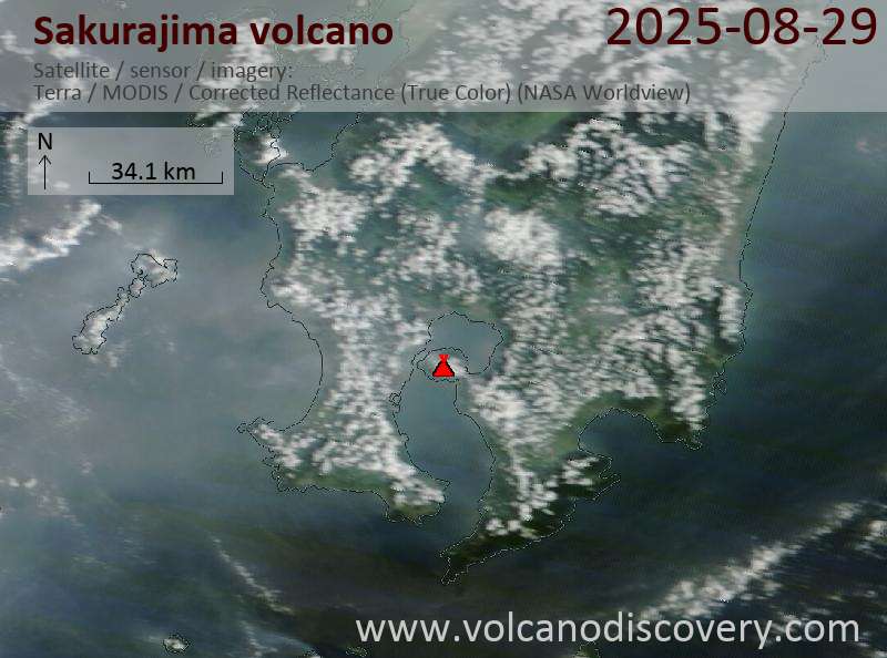 Sakurajima Volcano Volcanic Ash Advisory: VA AT 20250829/2240Z FL070 EXTD N OBS VA DTG: 29/2240Z to 7000 ft (2100 m)