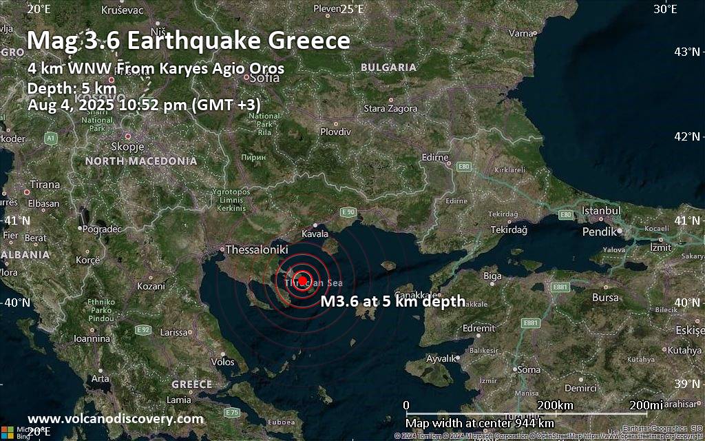 Small magnitude 3.6 earthquake 31 km southeast of Ierissos, Greece