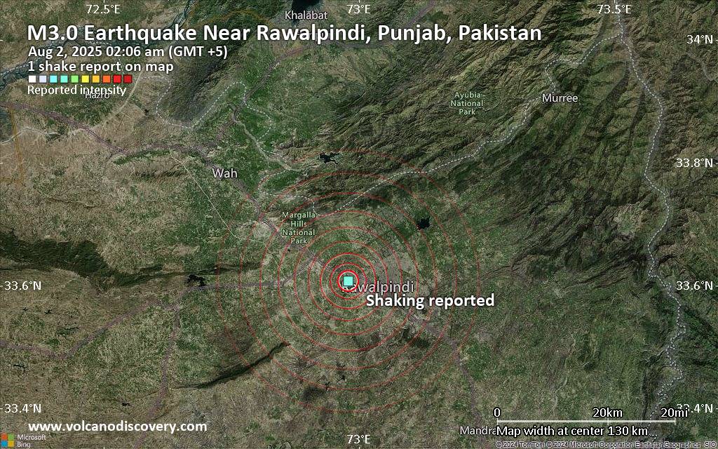 Seismic-like event, possible earthquake, reported few minutes ago near Rawalpindi, Punjab, Pakistan