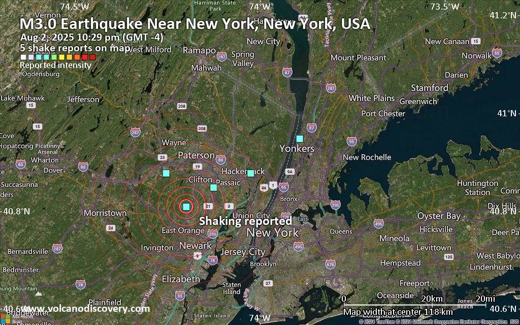 Unconfirmed earthquake or seismic-like event: Near New York, New York, USA, 8 minutes ago